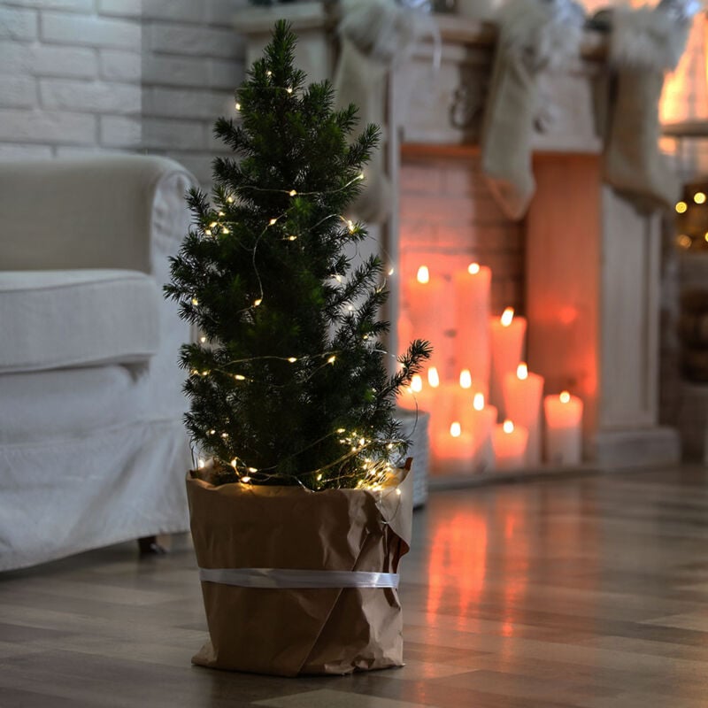 foto del prodotto luci natalizie decorazione natalizia catena luminosa filo luminoso decorativo, plastica metallo argento, batteria, 20x led 3000k bianco caldo, l 220