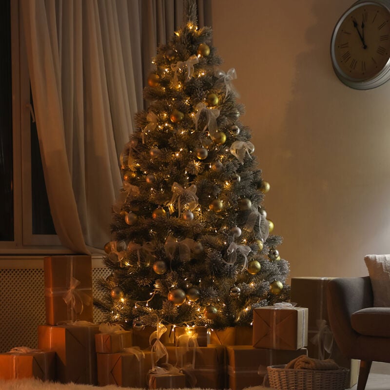 foto del prodotto luci natalizie decorazione natalizia catena luminosa in filo metallico luce decorativa, plastica metallo argento, batteria, 20x led 3000k bianco