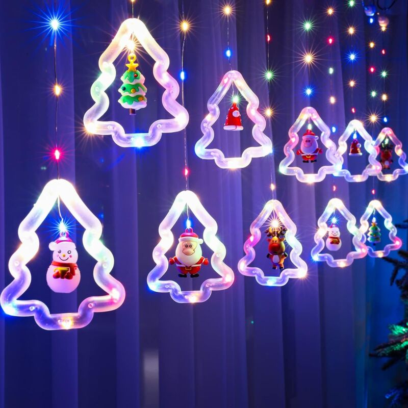 foto del prodotto luci natalizie, luci per albero 3m con 10 graziose decorazioni natalizie fai da te, luci lampeggianti per interni ed esterni, giardino multicolore 