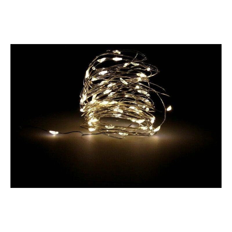 foto del prodotto luci natalizie microled 60 led bianco caldo ip20. funzionamento a batteria 3 aa non incluse 