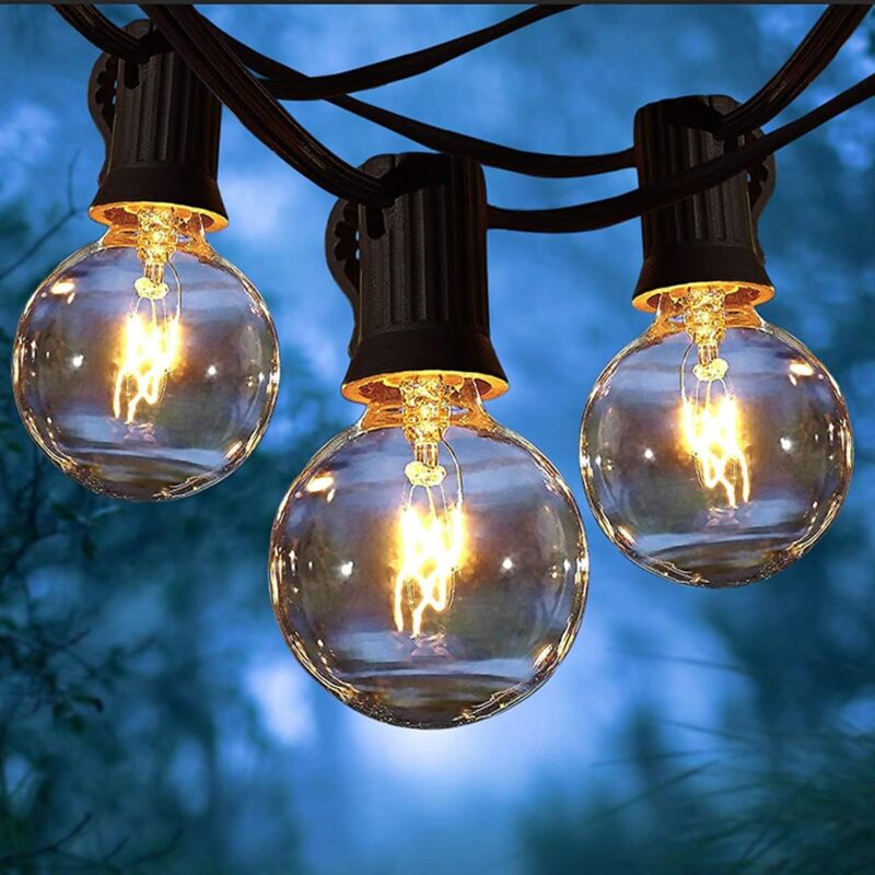 foto del prodotto luci natalizie per esterni, luci natalizie per esterni interni da 25 piedi con 25 lampadine g40 2 lampadine di ricambio, luci fatate collegabili