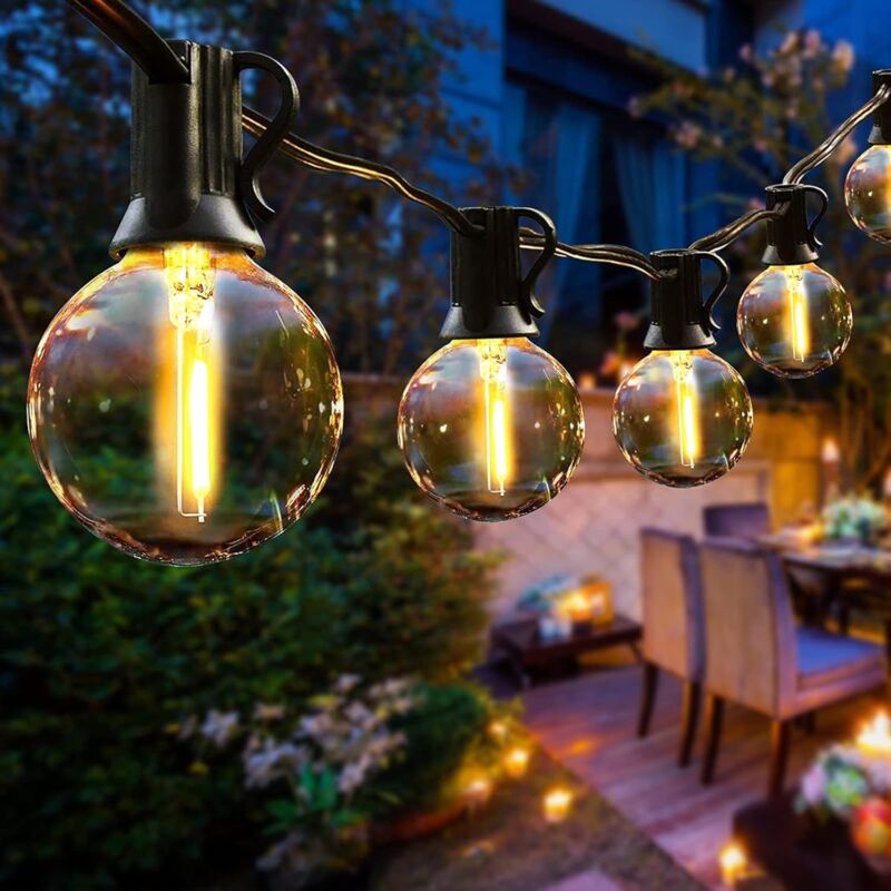 foto del prodotto luci natalizie per esterni, luci natalizie per interni con 25 lampadine led, 7,5 m, ip44 impermeabili, decorazione per patio, bar, giardino, festa,