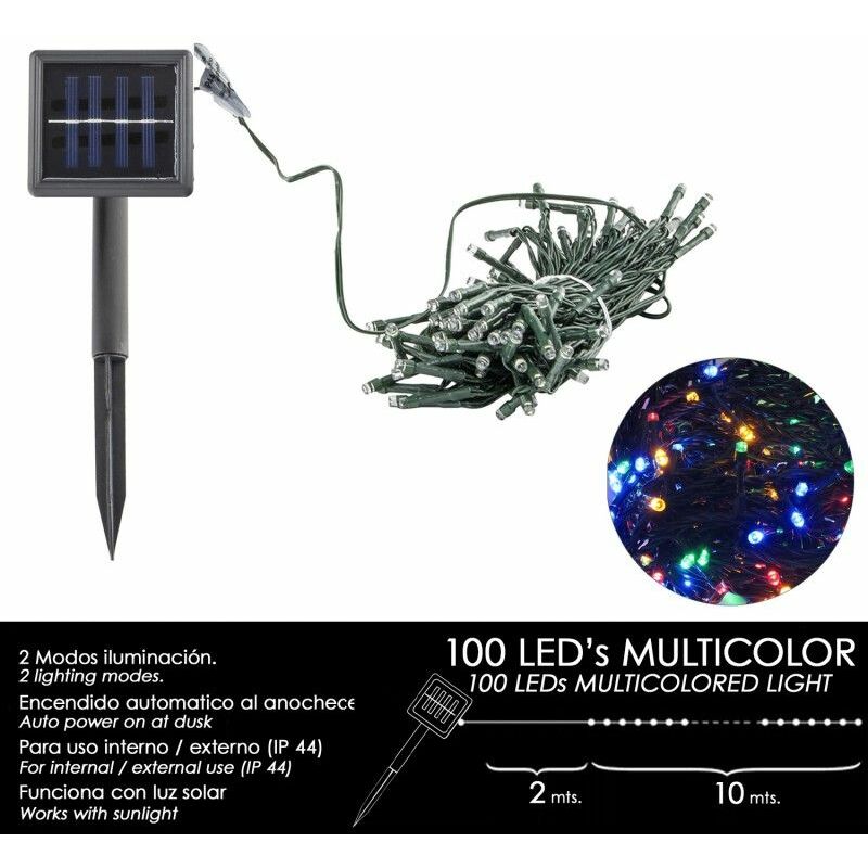 foto del prodotto luci natalizie solari 100 led multicolore da interno esterno ip44 