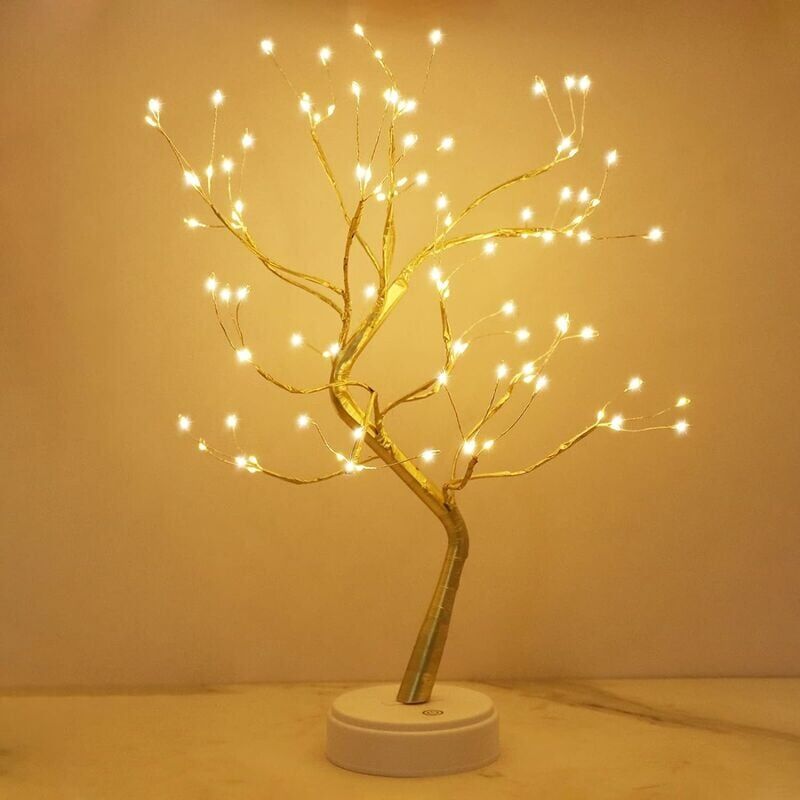 foto del prodotto luci per albero a led, luci per albero bianche calde, rami regolabili della lampada per albero illuminata, 108 led, per la decorazione della festa