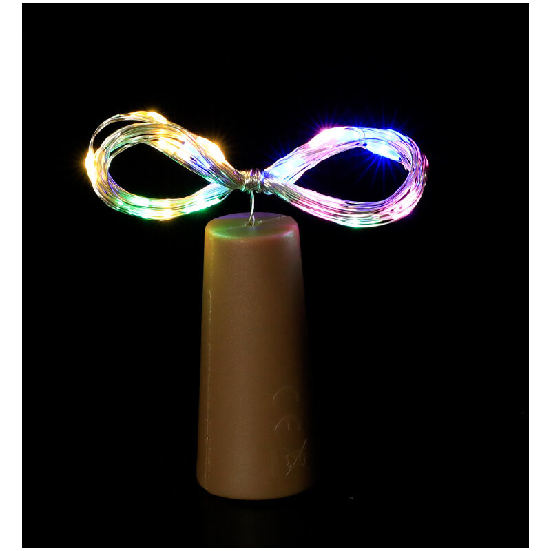 foto del prodotto luci per bottiglie di vino con tappo in sughero, 8 modalit di illuminazione, 20 led impermeabili a batteria, mini luci a stringa in filo d argento