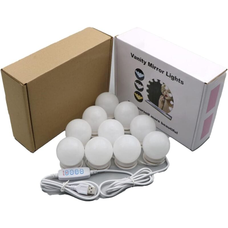 foto del prodotto luci per specchio cosmetico a led 10 lampadine luce per specchio a led con cavo di alimentazione usb rapanda