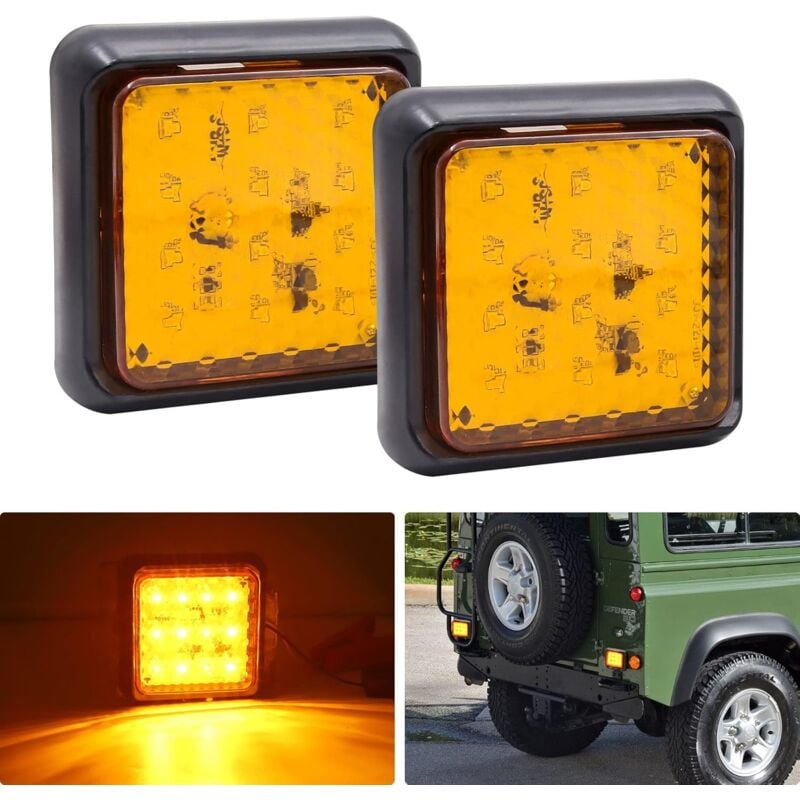 foto del prodotto luci posteriori a led per rimorchi, luci per rimorchi a led quadrate da 24 v, luci di stop posteriori bianche, fendinebbia per