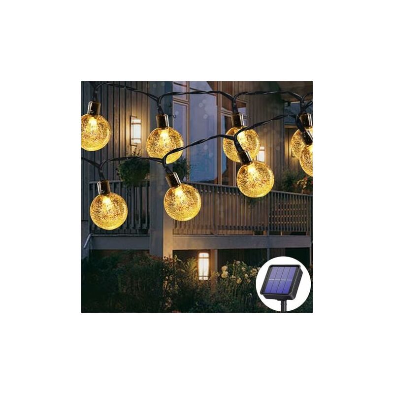 foto del prodotto luci solari a catena per esterni 50 led 7 m 8 modalit illuminazione esterna interna impermeabile ad energia solare per giardino, alberi, patio,