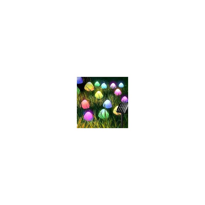 foto del prodotto luci solari a catena per giardino esterno 10 led, effetto fungo, luci solari per vialetti, decorazione multicolore 