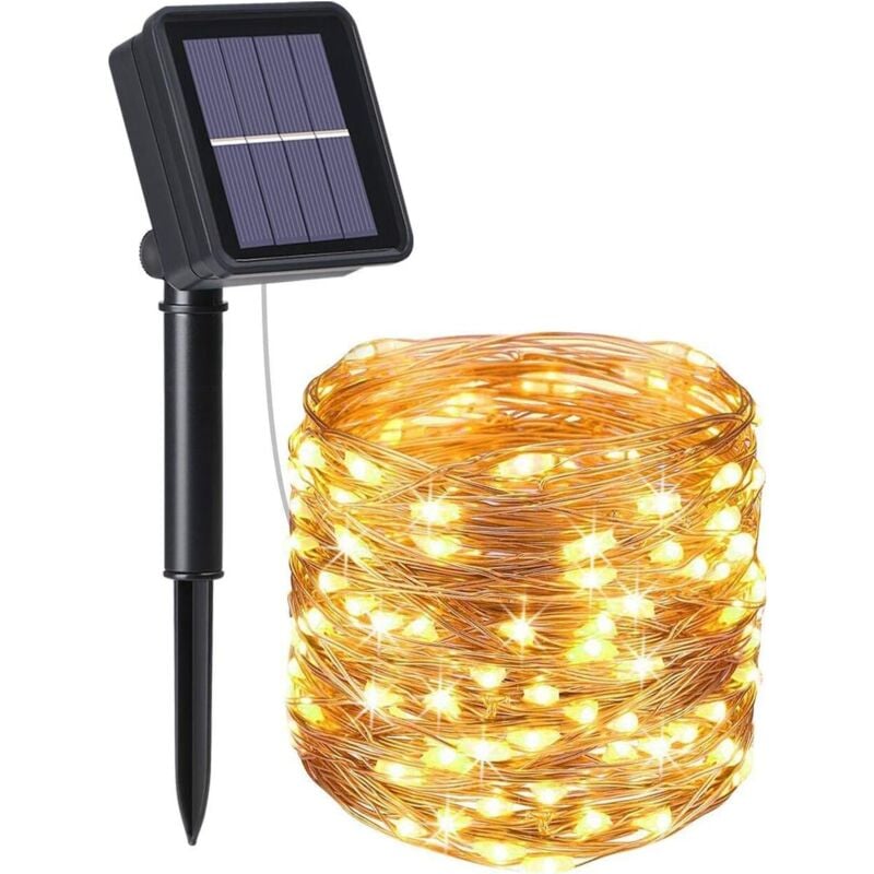 foto del prodotto luci solari a corda, 12 m, illuminazione da giardino, luci solari impermeabili per esterni, natale, matrimoni, feste