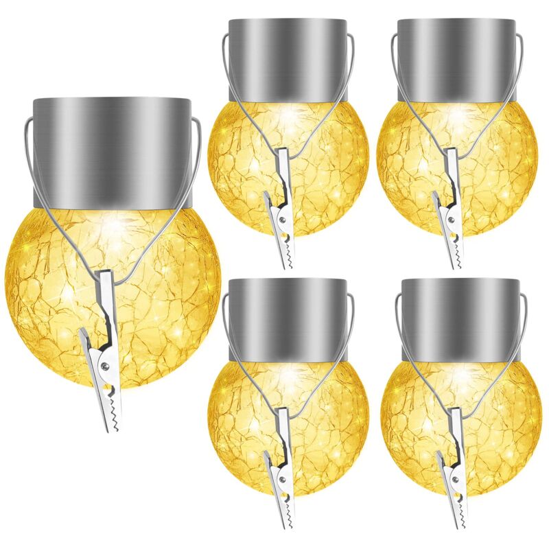 foto del prodotto luci solari a corda, 5 pezzi luci solari per esterni, lampada decorativa per esterni impermeabile