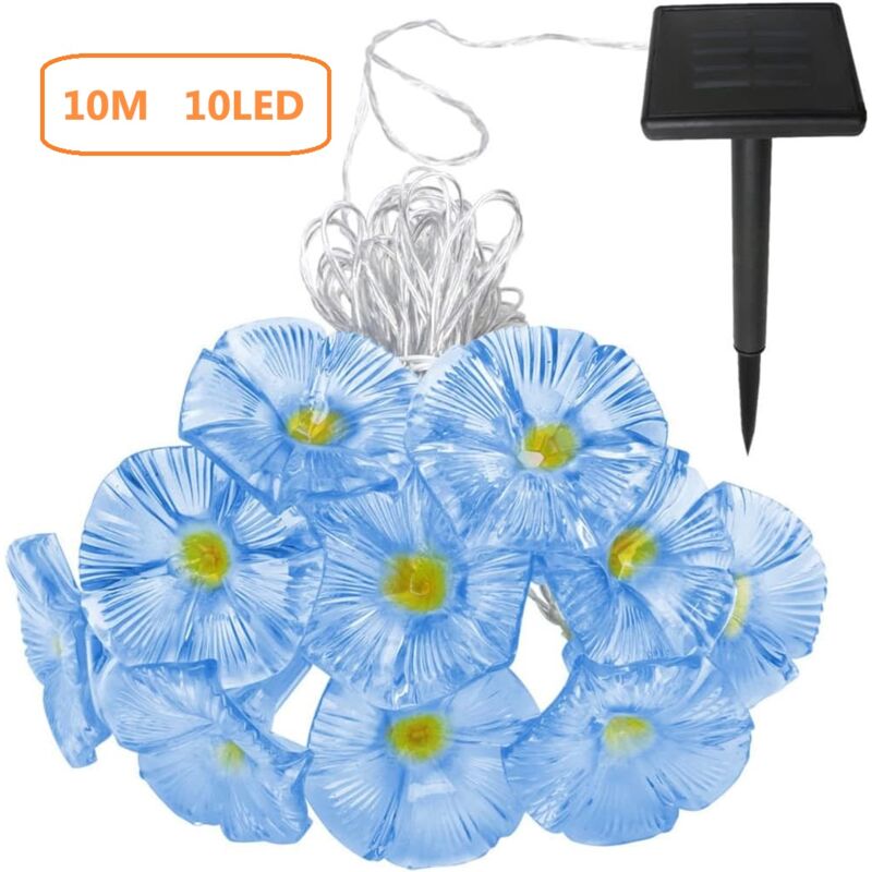 foto del prodotto luci solari a forma di ipomea da 10 m, 10 led, impermeabili, per esterni, decorazioni da giardino, fiori, per alberi, patio, feste, decorazioni