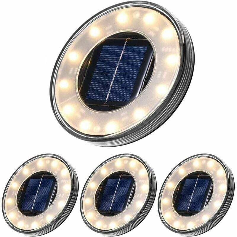foto del prodotto luci solari a led da terra, confezione da 4, tomshine 12 led illuminazione solare per esterni, impermeabile ip68, lampione, luce interrata per