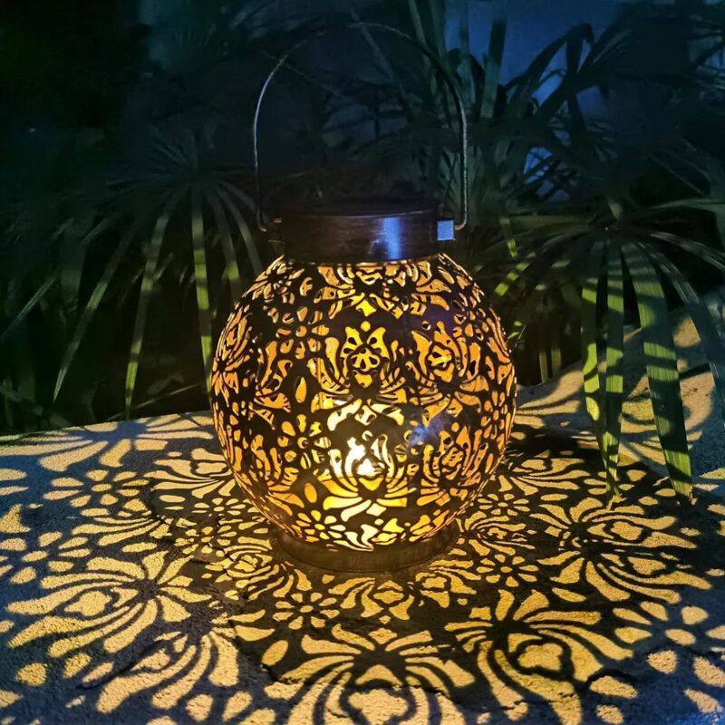 foto del prodotto luci solari a led, lanterne solari per esterni, luci solari, luci solari decorative da giardino sospese impermeabili ip44 per esterni, balcone,
