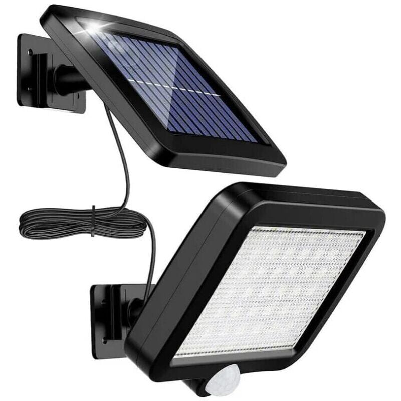 foto del prodotto luci solari con sensore di movimento, 56 led, 120 ip65 impermeabili, con cavo da 5 m classe energetica a 