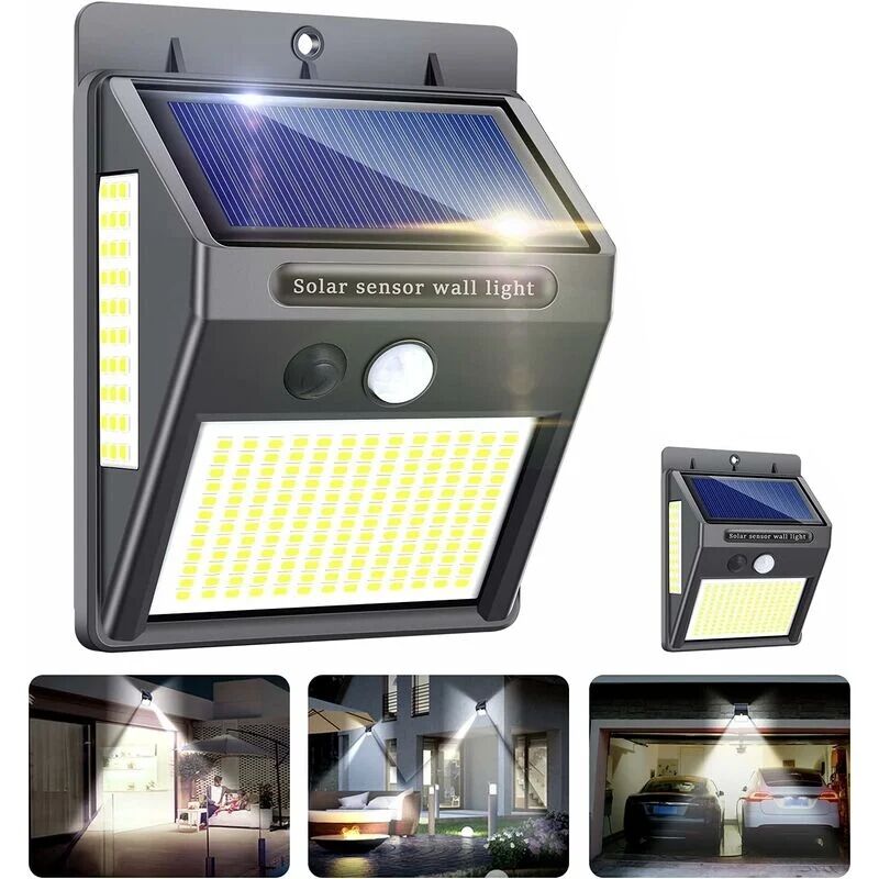 foto del prodotto luci solari da esterno, 2 confezioni da 100 luci solari a led da esterno con sensore di movimento, illuminazione solare grandangolare da 300 per
