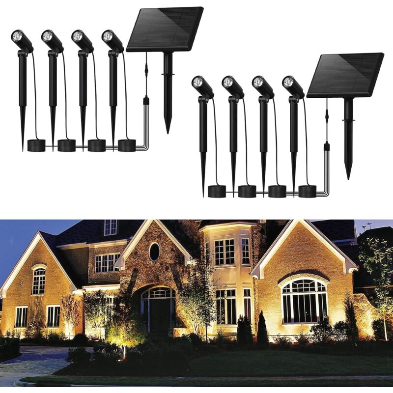 foto del prodotto luci solari da esterno 2er luci solari a led faretti bianchi caldi faretti solari da giardino illuminazione impermeabile ip65 con picchetto da