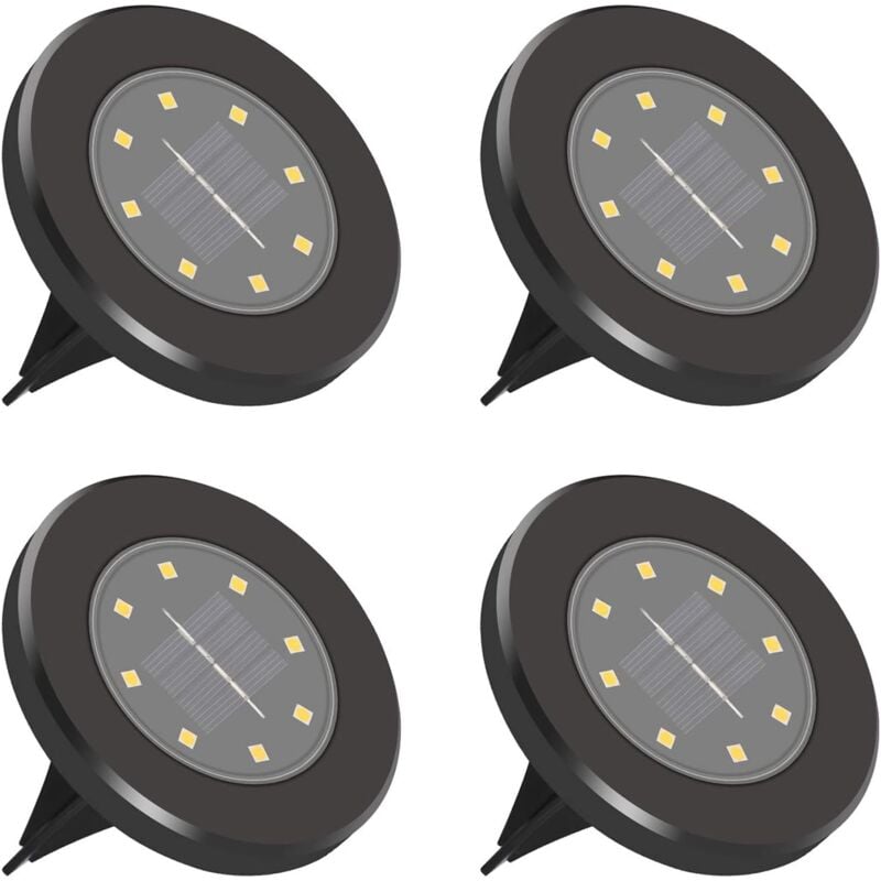 foto del prodotto luci solari da esterno, 8 led, confezione da 4, illuminazione solare da esterno, impermeabile ip65, luce decorativa per prato, faretto solare con