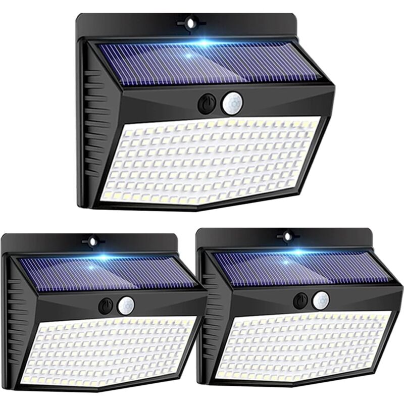 foto del prodotto luci solari da esterno con sensore di movimento, 138 led, 3 modalit , illuminazione solare da esterno impermeabile ip65 per giardino, garage, patio