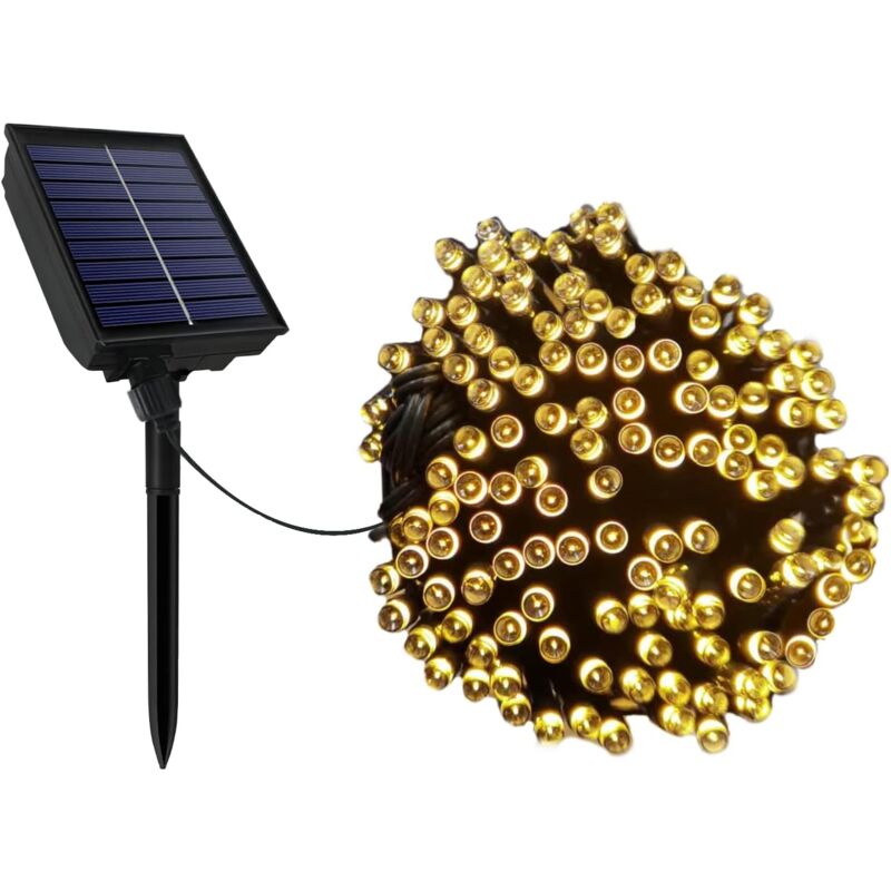 foto del prodotto luci solari da esterno impermeabile, 8 modalit luci con telecomando per festa in giardino balcone terrazza decorazione, bianco caldo, 100m, 1000 led