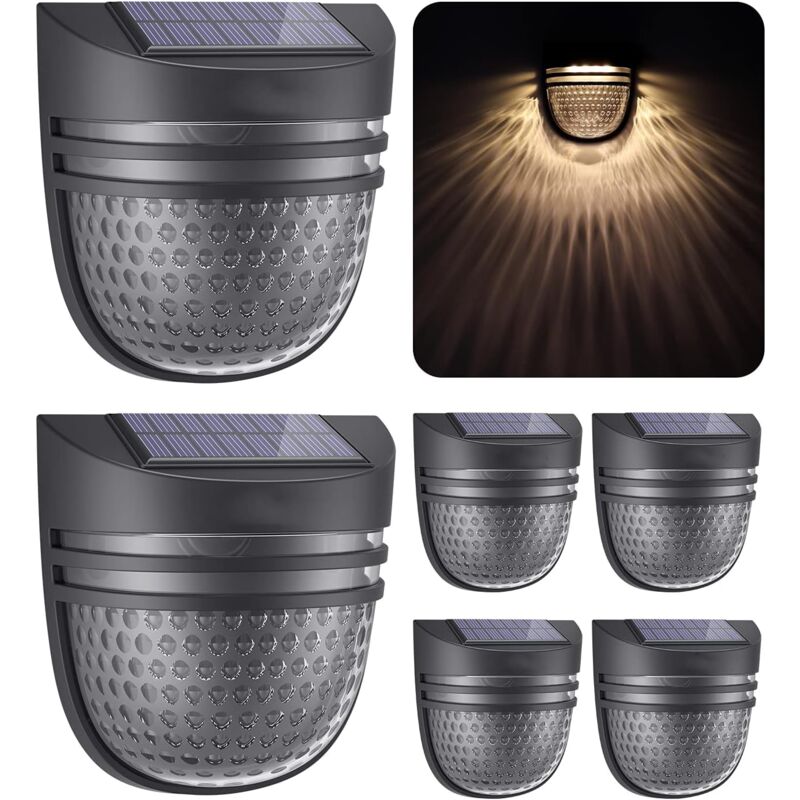 foto del prodotto luci solari da esterno, luci solari a led da esterno, 2 modalit e luci decorative da parete solari impermeabili ip54 per recinzione, patio, garage,