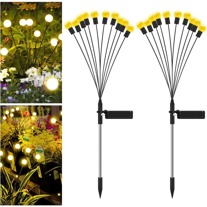 foto del prodotto luci solari da esterno, luci solari da giardino firefly da esterno, lampada solare a 10 led impermeabile ip65, luci solari da giardino da incasso per