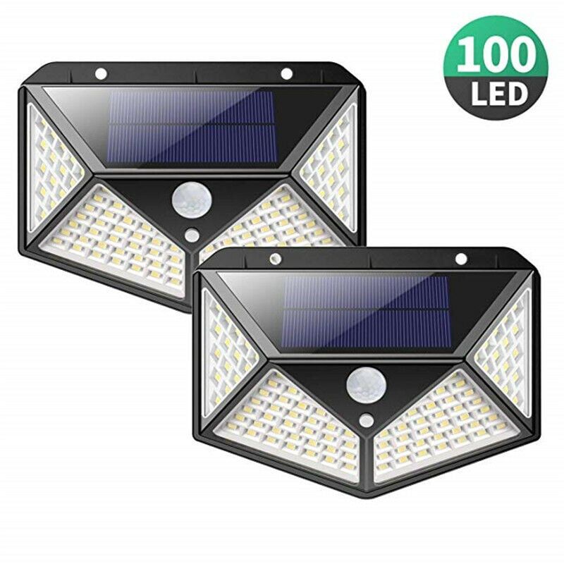 foto del prodotto luci solari da esterno versione potente, confezione da 2 100 led 2200 mah illuminazione esterna impermeabile 270 luce solare con sensore di
