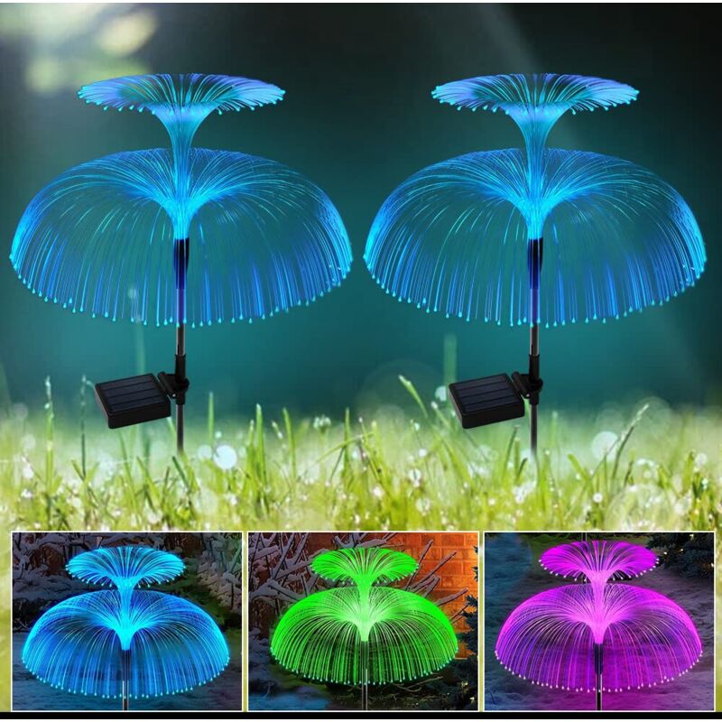 foto del prodotto luci solari da giardino, 2 pezzi luci solari luci decorative a forma di medusa, luci solari esterne a led a forma di medusa