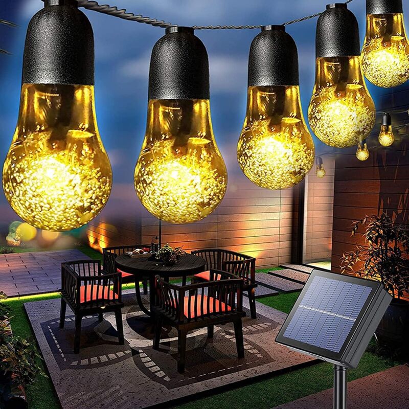 foto del prodotto luci solari da giardino, 7,6 m 30 lampadine solari, impermeabili, 8 modalit , illuminazione decorativa in cristallo per giardino, recinzione, festa