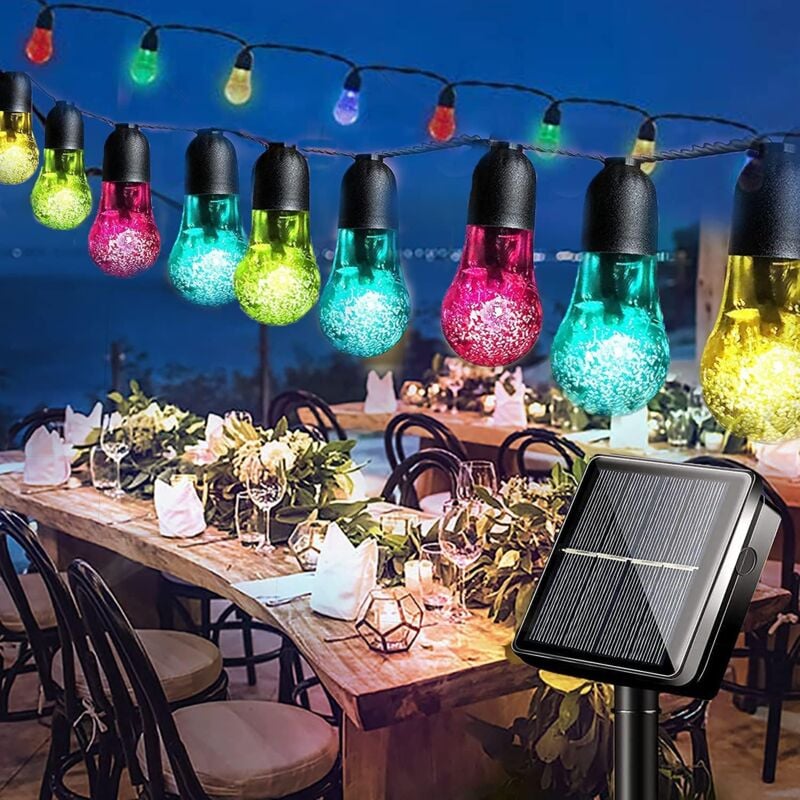 foto del prodotto luci solari da giardino, 7,6 m 30 lampadine solari, impermeabili, 8 modalit , illuminazione decorativa in cristallo per giardino, recinzione, festa