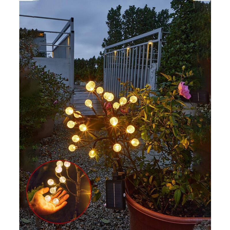 foto del prodotto luci solari da giardino esterne sfera di cristallo 20 led 2 modalit decorazione da giardino impermeabile anti inverno per giardino patio esterno