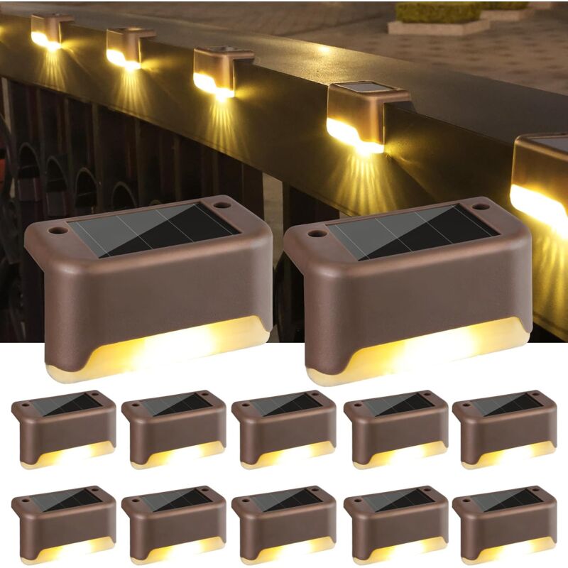 foto del prodotto luci solari da giardino esterno, set di 12 luci solari a led lampade per recinzione per scale esterne decorazione impermeabile per gradini cortile