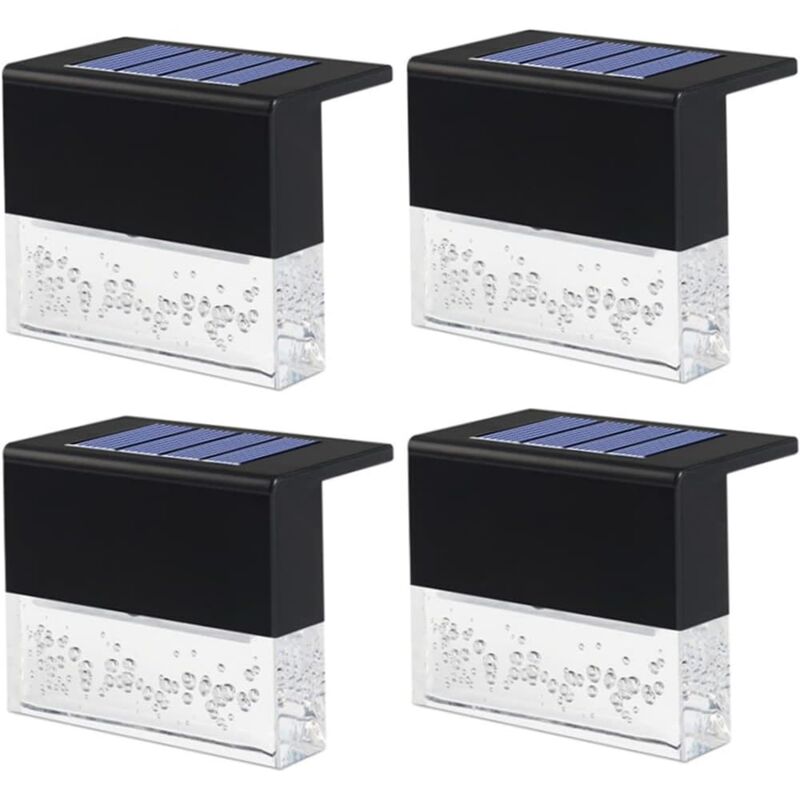foto del prodotto luci solari da giardino impermeabili, luci da parete a led per scale, recinzione da giardino, confezione da 4