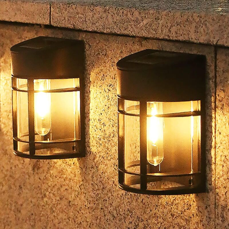 foto del prodotto luci solari da giardino per esterni, 2 confezioni di luci solari impermeabili per esterni, luci da parete solari a led retr per decorazioni esterne