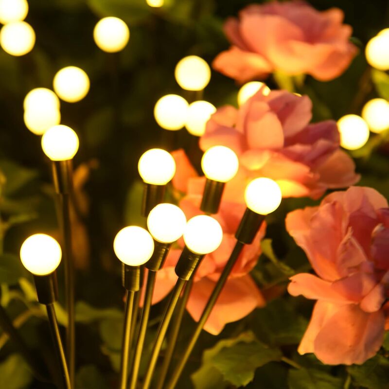foto del prodotto luci solari da giardino per esterni, 8 luci solari a led firefly ip65 impermeabili, luci solari a led per esterni per giardino, passerella,