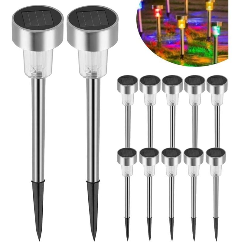 foto del prodotto luci solari da giardino per esterni, set da 12 luci da giardino impermeabili, lampada senza fili con luci led colorate, decorazione, illuminazione