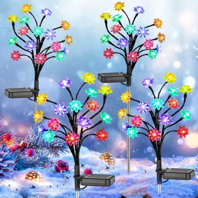 foto del prodotto luci solari da giardino per esterni, set da 4, luci solari per esterni, 2 modalit decorative, multicolore, lanterna solare per esterni, giardino,
