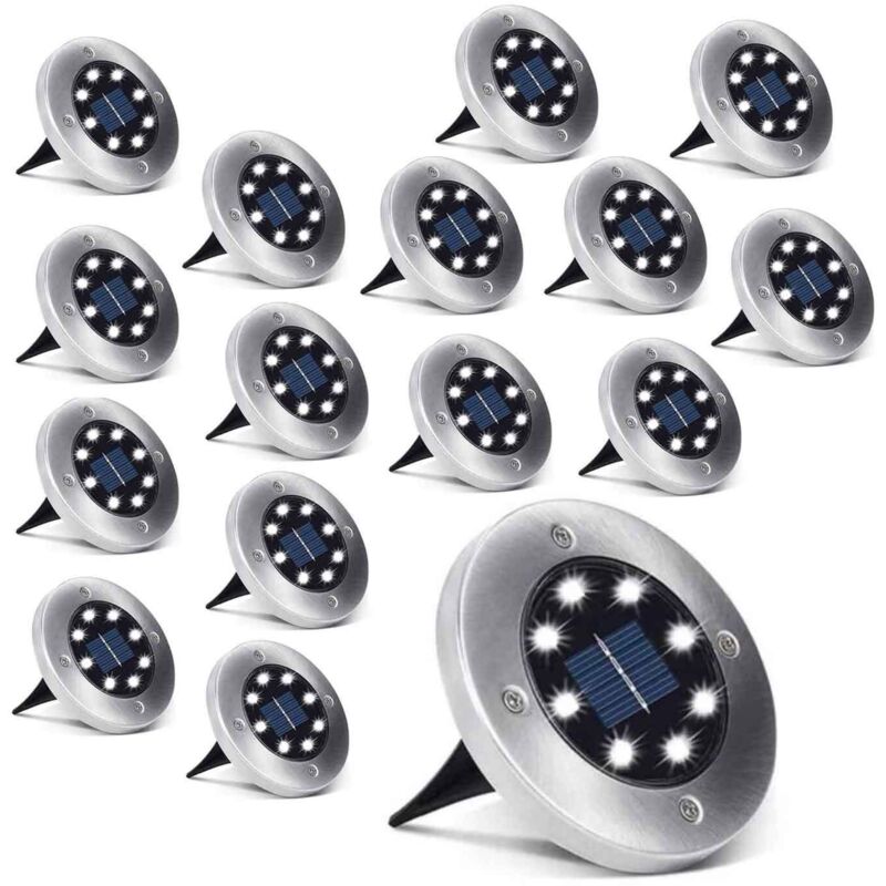 foto del prodotto luci solari da terra con sensori crepuscolari, set da 16