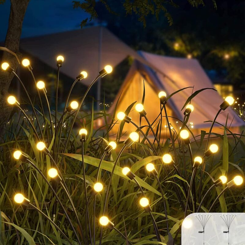foto del prodotto luci solari decorative per esterni, 2 confezioni da 6 led, lampade solari per la decorazione del giardino esterno, luci solari impermeabili per