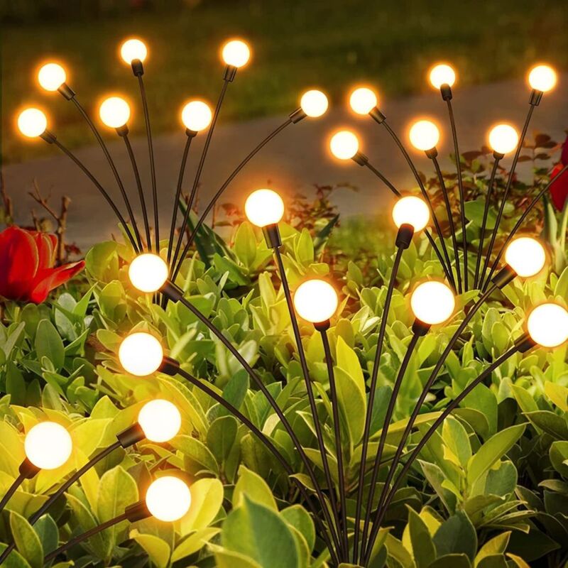 foto del prodotto luci solari firefly luci anti prato giardino cortile piccola decorazione paesaggistica bianco caldo 10 pezzi led 2 confezioni