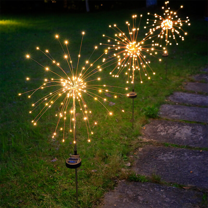 foto del prodotto luci solari per esterni, 2 confezioni 150 luci a led per fuochi d artificio solari impermeabili con 2 modalit di illuminazione per giardino,