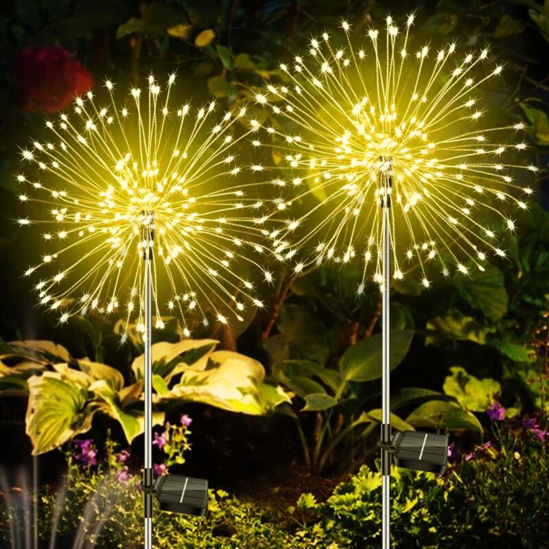 foto del prodotto luci solari per esterni, 2 confezioni da 120 led luci solari per esterni impermeabili 8 modalit luci solari da giardino per vialetti prato terrazza