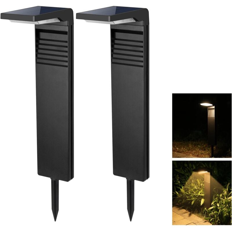 foto del prodotto luci solari per esterni 2 pezzi faretto solare a 30 led per esterni impermeabile ip64, proiettore solare con 2 modalit di illuminazione a terra