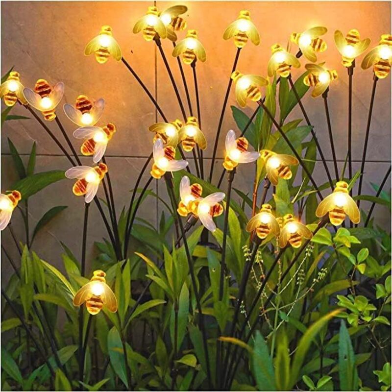 foto del prodotto luci solari per esterni, 4 confezioni di luci solari da giardino impermeabili con 10 led, luci solari esterne impermeabili ip65 per vialetti, cortili, decorazioni