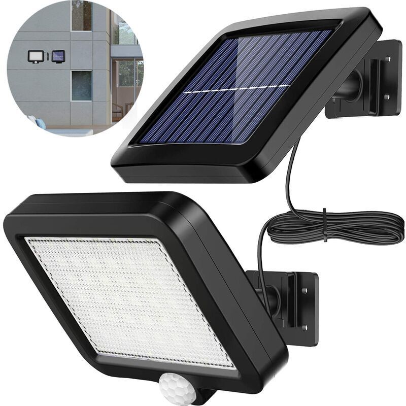 foto del prodotto luci solari per esterni, 56 luci solari a led per esterni con sensore di movimento, ip65 impermeabili, angolo del fascio luminoso di 120 , luce