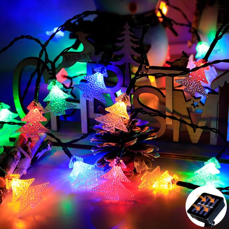 immagine 0 del prodotto luci solari per esterni, 6,5 m, 30 led, impermeabili, 8 modalit di illuminazione, per alberi da giardino, natale colorato