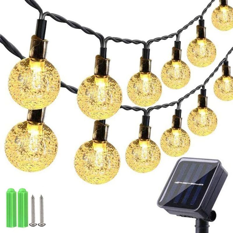 foto del prodotto luci solari per esterni 9 m 50 luci solari a led, con sfera di cristallo, lampada solare a 8 modalit ip65 impermeabile, adatta per giardino