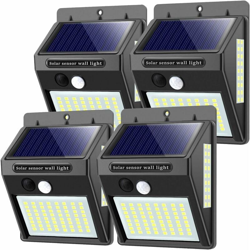 foto del prodotto luci solari per esterni con sensore di movimento luce solare da parete a 100 led di alta qualit 1000 lumen, batteria da 2200 mah, impermeabile,