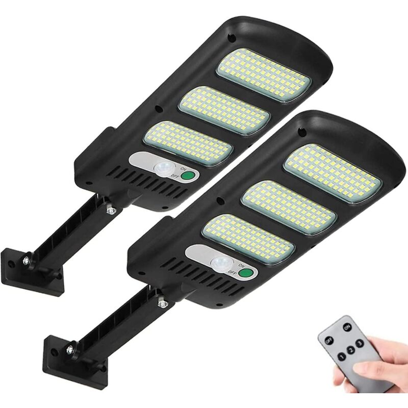foto del prodotto luci solari per esterni, confezione da 2 luci di sicurezza a 213 led con sensore di movimento, impermeabili e regolabili a 180 .