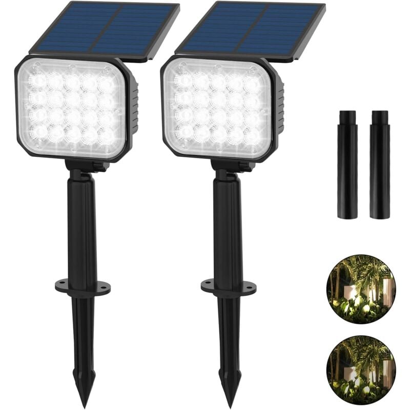 foto del prodotto luci solari per esterni, faretto solare a 20 led, illuminazione da giardino esterna impermeabile ip65, luci solari esterne per piante da patio,